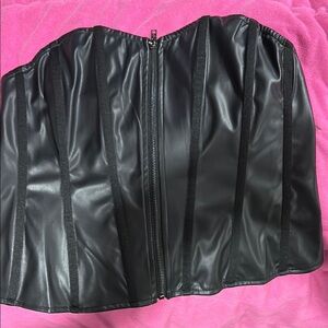 Black Faux Leather Corset Top